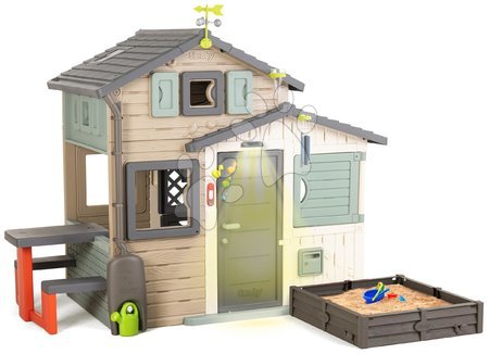 Kućice s pješčanikom - Dom prijatelja ekološki s pješčanikom uz odvodnju u prirodnim bojama Friends House Evo Playhouse Green Smoby