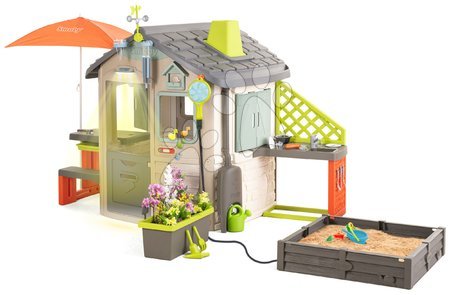 Case in set - Casetta ecologica con sabbiera multifunzione in colori naturali Neo Jura Lodge Playhouse Green Smoby