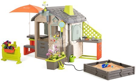 Smoby - Maisonnette écologique pour les jardiniers aux couleurs naturelles Neo Jura Lodge Playhouse Green Smoby