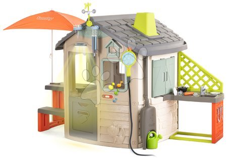 Cabanes pour enfants - Maisonnette écologique avec équipement météorologique aux couleurs naturelles Neo Jura Lodge Playhouse Green Smoby