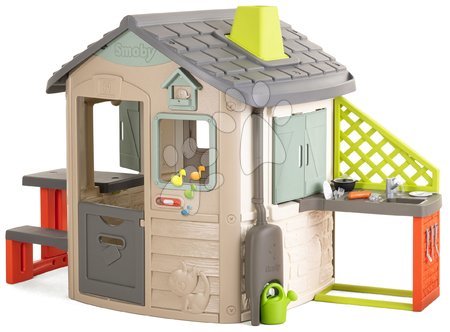 Smoby - Maisonnette écologique avec équipement pour cuisinier dans des couleurs naturelles Neo Jura Lodge Playhouse Green Smoby.