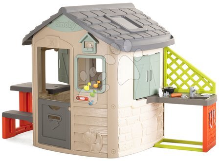  - Maisonnette écologique en version de base dans des couleurs naturelles Neo Jura Lodge Playhouse Green Smoby