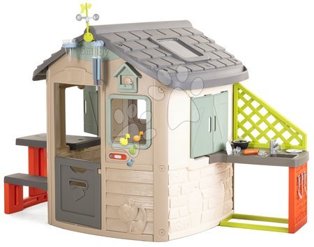 Smoby - Maisonnette écologique pour les météorologues aux couleurs naturelles Neo Jura Lodge Playhouse Green Smoby