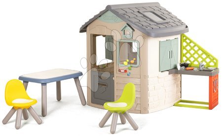 Case in set - Casetta ecologica con arredo da giardino in colori naturali Neo Jura Lodge Playhouse Green Smoby