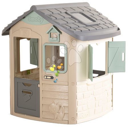 Case set - Casetta ecologica con campanello nei colori naturali del marrone Neo Jura Lodge Playhouse Green Smoby