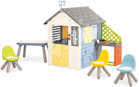 Cabanes avec meubles - 
Maisonnette station météorologique avec table de jardin et chaises Quatre saisons 4 Seasons Playhouse Smoby