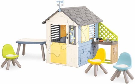 Cabanes avec meubles - 
Maisonnette station météorologique avec table de jardin et chaises Les quatre saisons 4 Seasons Playhouse Smoby

