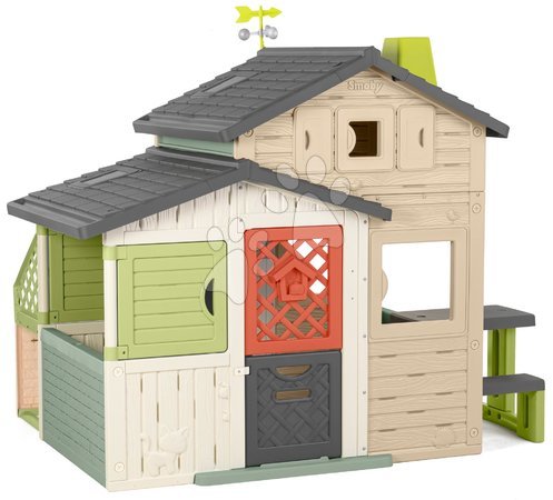 3 - 6 years - Friends House with ideal equipment in natural colors Friends House Evo Playhouse Life Smoby_1