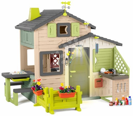 3 - 6 years - Friends House with picnic table and board games Friends House Evo Playhouse Life Smoby