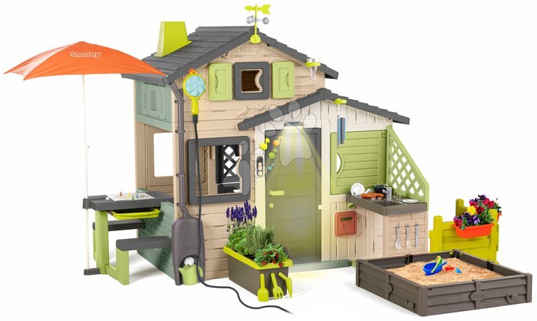 de 3 à 6 ans - Maison des Amis avec équipement complet en couleurs naturelles Friends House Evo Playhouse Life Smoby