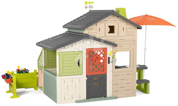 de 3 à 6 ans - Maison des Amis avec équipement complet en couleurs naturelles Friends House Evo Playhouse Life Smoby_1