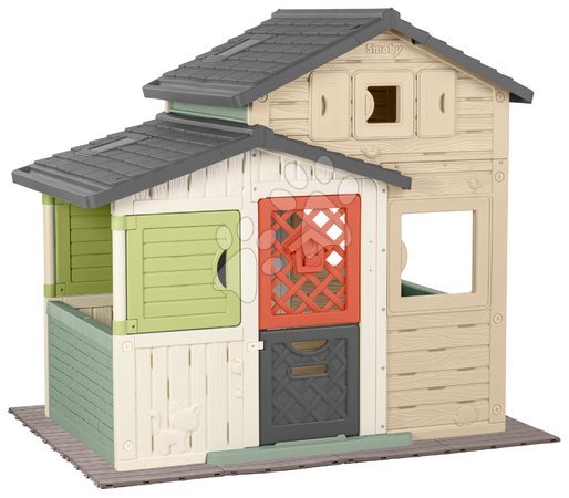 Cabanes avec toboggan pour enfants - Maison des Amis en couleurs naturelles Friends House Evo Playhouse Life Smoby - 1