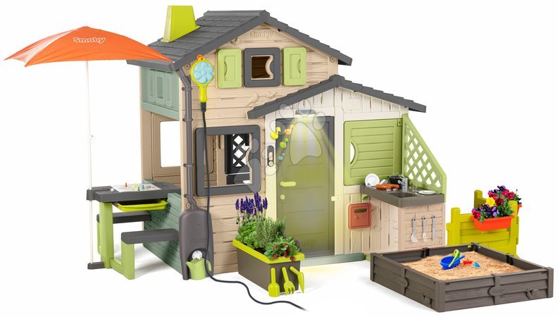 de 3 à 6 ans - Maison des Amis avec équipement complet dans des couleurs naturelles Friends House Evo Playhouse Life Smoby