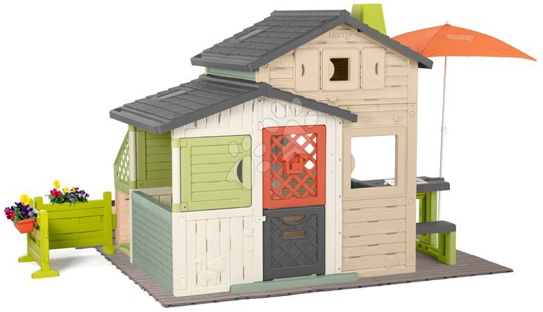 de 3 à 6 ans - Maison des Amis sur le sol avec équipement complet Friends House Evo Playhouse Life Smoby_1