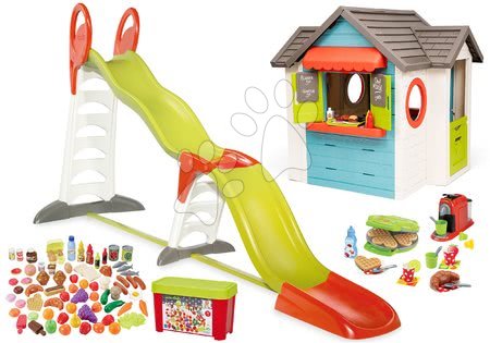 Kleine Spielhäuser mit Rutsche - Set Spielhaus mit einem Gartenrestaurant Chef House DeLuxe Smoby - 52