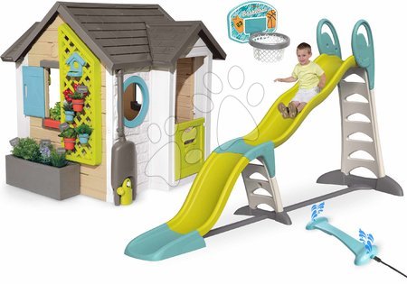 Hračky pro děti od 2 do 3 let - Set domeček pro zahradníka se super Megagliss skluzavkou 2v1 Garden House Smoby