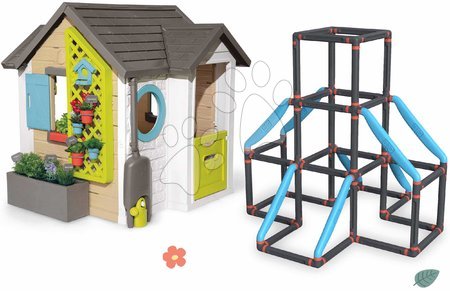 Hračky pro děti od 2 do 3 let - Set domeček pro zahradníka s 3patrovou prolézačkou Tower Kraxxl Garden House Smoby