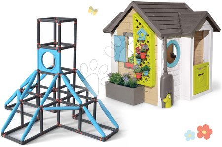 Smoby - Set domček pre záhradníka a 4-poschodová preliezačka Giant Kraxxl Garden House Smoby