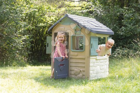 Kleine Spielhäuser für Kinder - Set Spielhaus ökologisch mit Grasboden Neo Jura Lodge Playhouse Grün Smoby - 10