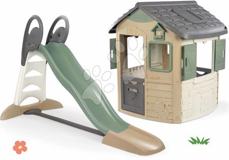  - Set domček ekologický Neo Jura Lodge Playhouse s 2,3 m šmykľavkou Green Smoby