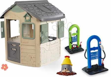 Cabanes et accessoires - Maison écologique et pompe à essence avec recharge Neo Jura Lodge Playhouse Green Smoby