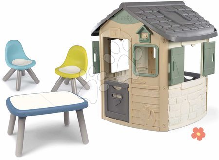 Cabanes avec meubles - Set domček ekologický Neo Jura Lodge Playhouse Green Smoby