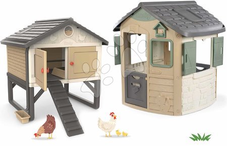 Hračky pro děti od 2 do 3 let - Set domeček ekologický a kurník pro slepice Neo Jura Lodge Playhouse Green Smoby