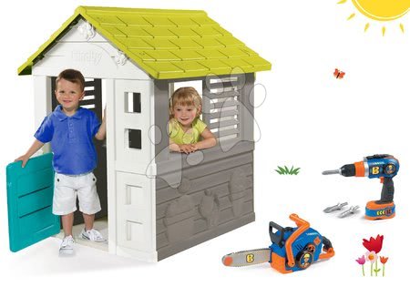 Cabanes avec outils - Maisonnette Jolie Smoby bleue avec 3 fenêtres et 2 stores - 14