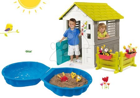 Hračky pre deti od 2 do 3 rokov - Set domček Jolie Smoby modrý s 3 oknami a 2 žalúziami