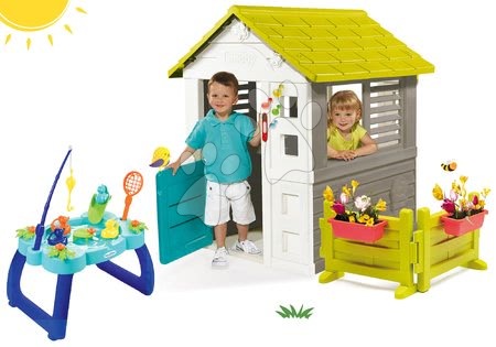 Hračky pre deti od 2 do 3 rokov - Set domček Jolie Smoby modrý s 3 oknami a 2 žalúziami