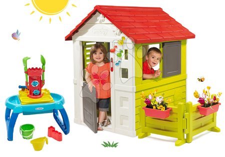 Hračky pre deti od 2 do 3 rokov - Set domček Nature Smoby červený 3 okná 2 žalúzie a okenica