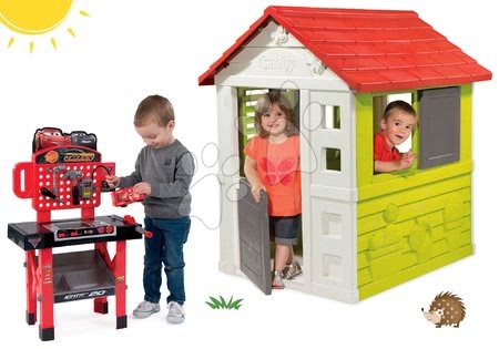 Hračky pre deti od 2 do 3 rokov - Set domček Nature Smoby červený 3 okná 2 žalúzie a okenica