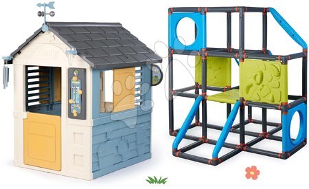 Hračky pro děti od 2 do 3 let - Set domeček meteorologická stanice s prolézačkou s lezeckými stěnami Frame Kraxxl 4 Seasons Playhouse Smoby