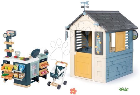 Spielhäuser in Sets - Set Spielhaus Wetterstation mit Laden Maxi Market Four Seasons 4 Seasons Playhouse Smoby