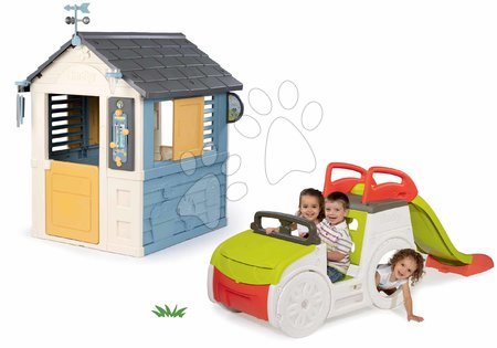 Hračky pro děti od 2 do 3 let - Set domeček meteorologická stanice s prolézačkou auto Čtyři roční období 4 Seasons Playhouse Smoby