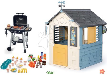 Smoby - Set căsuță stație meteorologică cu grătar Barbecue Cele patru anotimpuri 4 Seasons Playhouse Smoby
