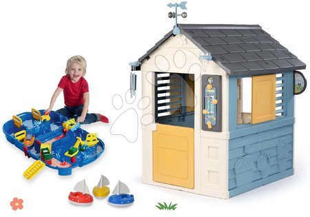 Spielhäuser in Sets - Set Spielhaus Wetterstation mit Wasserrutsche Lock Box im Koffer Vier Jahreszeiten 4 Seasons Playhouse Smoby