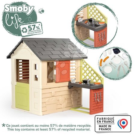 Cabanes avec toboggan pour enfants - Maison avec cuisine et 17 accessoires Nature Playhouse&Kitchen Life Smoby - 3