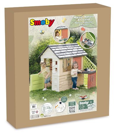 Cabanes avec toboggan pour enfants - Maison avec cuisine et 17 accessoires Nature Playhouse&Kitchen Life Smoby - 5