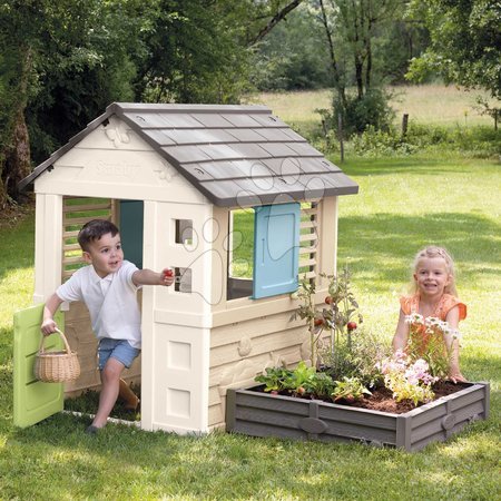 Kleine Spielhäuser für Kinder - Spielhaus mit Sandkasten und Garten 2in1 Square Playhouse Life Smoby - 1