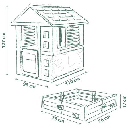 Kids' playhouses - Domček s pieskoviskom a záhradkou 2v1 Square Playhouse Life Smoby - 4