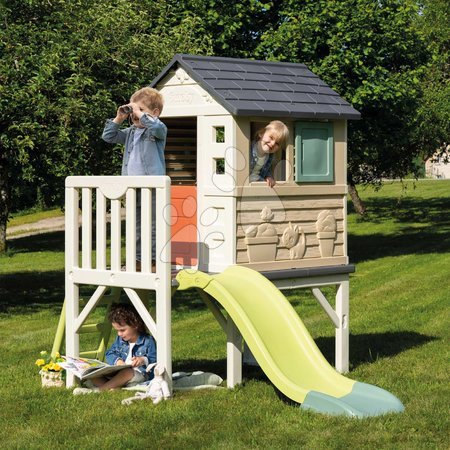 Kleine Spielhäuser für Kinder - Spielhaus auf Säulen mit 1,5 m Rutsche mit Wasserfontäne House On Stilts Life Smoby - 5