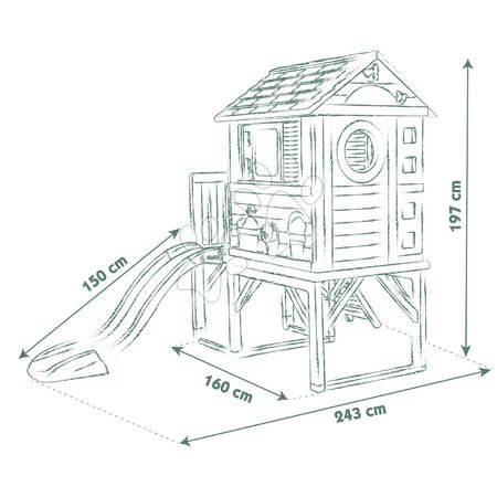 Kleine Spielhäuser für Kinder - Spielhaus auf Säulen mit 1,5 m Rutsche mit Wasserfontäne House On Stilts Life Smoby - 10