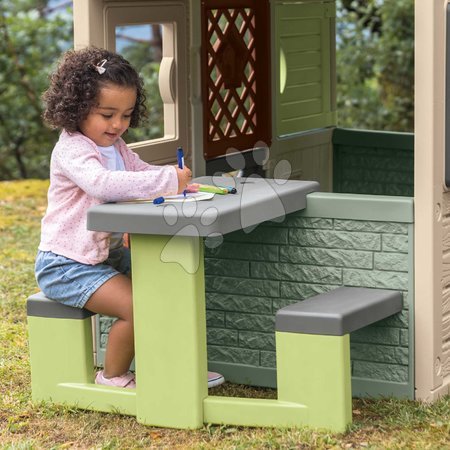 Accessoires pour la cabane - Table de pique-nique avec deux bancs pour les maisons Picnic Table Life Smoby - 5