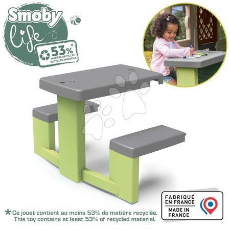 Accessoires pour la cabane -   Piknik stôl s dvoma lavicami k domčekom     Table de pique-nique avec deux bancs pour maison de jardin     Picnic Table Lif