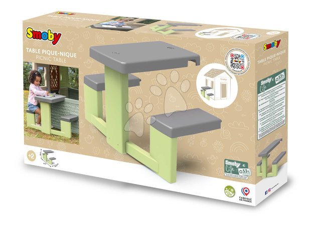 Accessoires pour la cabane - Table de pique-nique avec deux bancs pour les maisons Picnic Table Life Smoby - 6