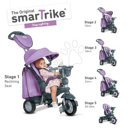 Trojkolky od 10 mesiacov - Trojkolka Explorer Lila 5v1 smarTrike - 8