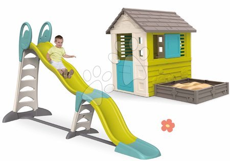 Hračky pro děti od 2 do 3 let - Set skluzavka a domeček pro zahradníky Square Toboggan Super Megagliss 2v1 Smoby