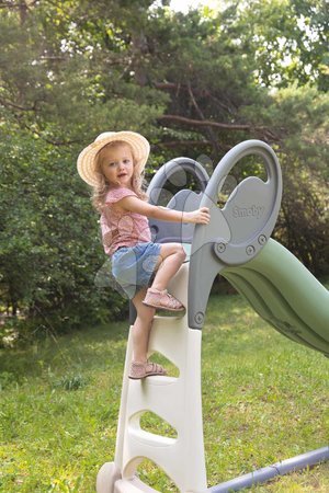 Toboggans et accessoires - Toboggan écologique avec fontaine et siège près du mur de jeu avec panier de basket Toboggan XL Slide Green Smoby - 13