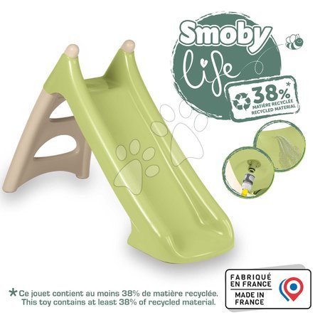 Toboggans pour enfants  - Toboggan avec jeu d'eau 90 cm XS Slide Green Life Smoby - 2